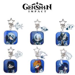 Key Rings Game Genshin Impact Teyvat Continent Fatui Harbingers Keychain La Signora Tartaglia Dottore Cosplay Pendant Acrylic Keyrings G230210