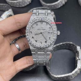 The latest men's hip hop watch in 2023 large diamond bezel top quality electroplated shiny watch CZ diamonds full diamond fac215x