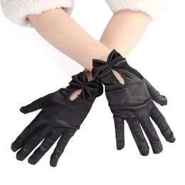 3Set/Pack Party Supplies Pearls Bow Satin Elastic Cosplay Gloves 22cm Length Women's Halloween Short Sexy Dinner Performance Wedding Gloves