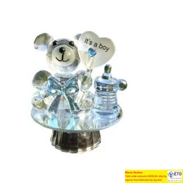 50pcslot I love u happy birthday Led Crystal Bear Nipple Baptism Christening Baby Shower Favors For Guest