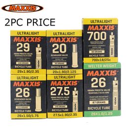 Tyres 2pc Ultralight MAXXIS Bicycle Tube All Size 20 26 27.5 29 700C AV FV Stab Blow Proof MTB Road Bike Inner Tubes Camera Tyre 0213