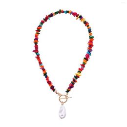 Pendant Necklaces Boho Natural Stone Beads Choker Baroque Pearl Toggle Clasp Initial Letter Necklace For Women Irregular Jewelry