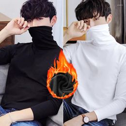 Men's T Shirts Men's Solid High Neck Plush Warm Long Sleeve T-shirt Autumn And Winter Clothing Slim Fleece Undershirt Bottoming Shirt