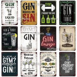 Retro GIN art painting tin Plaque Metal Vintage Bar Furniture Plates Panels Tin Sign Tiki Bar Sign Man Cave Decorn Personalized Plate decoration Size 30X20 w02