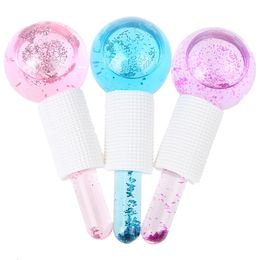 Face Massager 2PcsBox Crystal Ice Hockey Roller Energy Massage Beauty Eye Crystal Ball Massager Water Wave Ice Globes Skin Care 230211