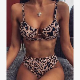 Women's Swimwear Leopard Bikini Snakeskin Bikinis High-Waisted Swimming Womens Bathing Suits Sexy Suspenders Push Up Swimsuit Micro