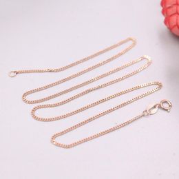 Chains Real 18K Rose Gold Necklace Women Luck Curb Chain 15.7inch 1.1mmW 2.1-2.5g