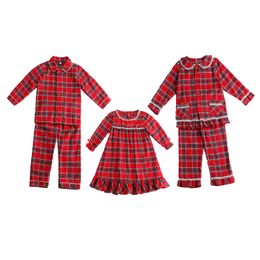 Pyjamas Wholesale Baby Clothes Tartan Flannel Toddler Sets Matching Family Kids Boy Girl Christmas Pyjamas 230213