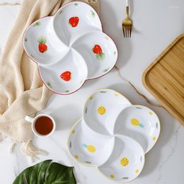 Plates Ceramic Dinner Breakfast Tableware Children's Tray Plate Four Compartment Dessert Salad Dishes Dinnerware