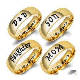 Band Rings 20Mothers Day Gift Jewellery Family Couple Ring Dad Mom Son Daughter Drop Delivery Dhct4