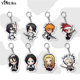 Key Rings Creative Anime Bleach Cartoon Key Chain Adorkable Kurosaki Ichigo Ishida Uryuu Kuchiki Rukia Collection Keychain Bag Charm Gift G230210