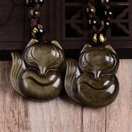 Pendant Necklaces Natural Golden Obsidian The Necklace With Rope Wholesale