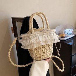 Evening Bags Small Lace Straw Basket Ladies Shoulder Summer Woven Handbags Handmade Crossbody Beach For Women