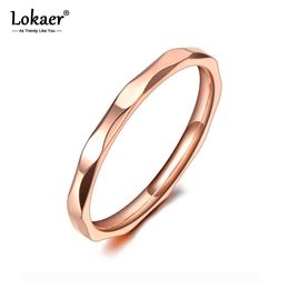 Band Rings Lokaer Fashion Titanium Stainless Steel Surface Cutting Rings Jewellery Simple Cute Cocktail Ring For Women Girls R20024 G230213