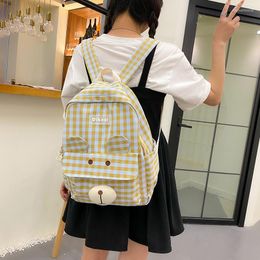 School Bags Women Backpack Plaid Female Cute Travel Bag Schoolbag For Teenage Girl Kawaii Book Bagpack High Quality Knapsack Mochila