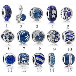 S925 Sterling Silver Beads Charm Beads Bracelet Blue Crystal DIY Beads For Bracelets Luxury Designer jewelry