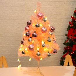 Christmas Decorations 60cm Artificial Pink Tree Ornaments Mini Cherry Blossom LED Light For Year Xmas Home Office El Decoration Gift