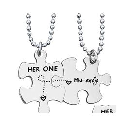 Pendant Necklaces Stainless Steel Couple Necklace Her One His Online Letter Valentines Day Drop Delivery Jewelry Pendants Dhjnv