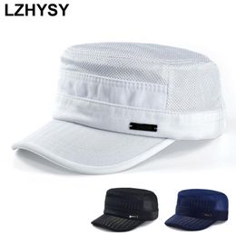 Berets LZHYSY Breathable Mesh Summer Hats For Men Casual Gorra Military Caps Outdoor Sunshade Cadet Cap Women Adjustable Army Hat