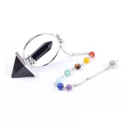 Pendant Necklaces 6 2 X 4 1 X2 2Cm Pyramid Natural Obsidian Crystal Amethyst Pendants Pendum With 19Cm Chain Drop D Dhh6L