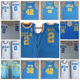 NCAA UCLA 42 Kevin Love Bill Walton Uomo Basket Russell Westbrook Zach Lavine 2 Lonzo Ball College White University Stitched Uomo