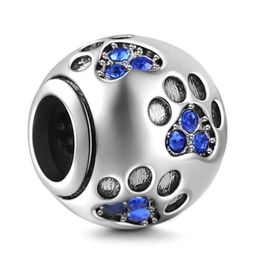 Metals Cute S925 Sterling Sier Dog Cat Paw Print Diy Charms Beaded Bracelet Accessories Fashion Pan Beads Wholesale Drop Delivery 2 Dhawy