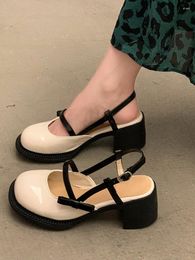 Sandals Mary Janes Platform Shoes Buckle Bow Round Toe Sweet Lolita Hollow Fairy Elegant Woman Casual 2023 Summer