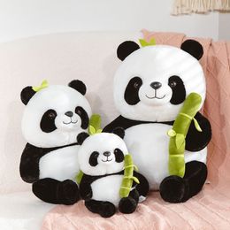 Stuffed Plush Animals 2550CM Cute Panda with Bamboo Shoots Plush Toys Soft Cartoon Animal Panda Bear Stuffed Baby Doll Classic Kids Birthday Gifts 230211