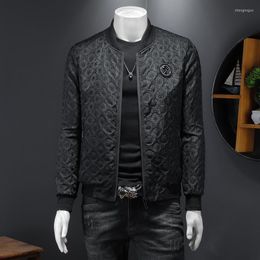Men's Jackets Star Letter Jacquard Men Vintage Business Bomber Jacket 2023 Fall Social Club Outfits Floral Streetwear