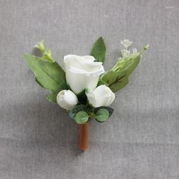 Decorative Flowers Rose Flower Brooch Bride Groom Brides Maids Corsage Boutonniere Wedding Corsages Prom And Pography Props