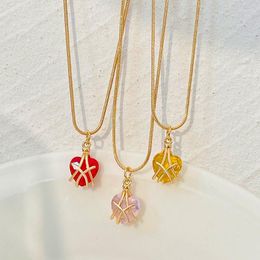 Pendant Necklaces Month Stone Necklace Female Fashion Sweet Heart-shaped Gold Colour Clavicle Chain Gift For Couple Girlfriends Jewellery