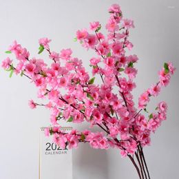 Decorative Flowers 1/3/5pcs Artificial Peach Blossom Branch Spring Plum Cherry Silk Flower Tree Decoration Home Wedding DIY