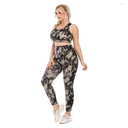 Tracksuits Plus Size Casual Yoga Set Women Breathable Bra Sport Pants Sleep Underwear Fitness High Waist Running Leggings Sports Gym Suits