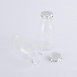 Storage Bottles Wholesale And Retail 300ml 20pcs/lot Clear Aluminium Screw Cap PET Bottle 300 Cc Empty Bath Salt / Milk Plastic Cosmetic