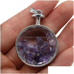 Charms Natural Stone Pendant Amethysts Crystal For Jewellery Making Diy Women Necklace Reiki Healing Gift Drop Delivery 202 Dh9J7