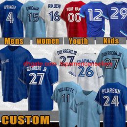 Custom Baseball Jerseys custom Vladimir Guerrero Jr. Jersey Bo Bichette Blue George Springer Yusei Kikuchi Cavan Biggio