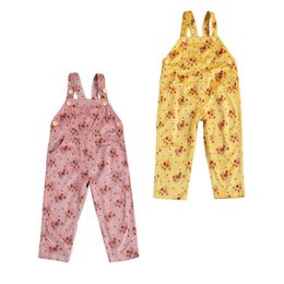 Jumpsuits Pudcoco 1-6Y Toddler Kid Baby Girl Spring Overall Floral Print 3 Pockets Buttons Suspender Bib Long Pants Yellow/Pink