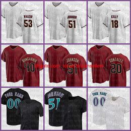 Custom Baseball Jerseys Jersey Randy Johnson Madison Bumgarner Luis Gonzalez Christian Walker Carson Kelly Nick Ahmed St