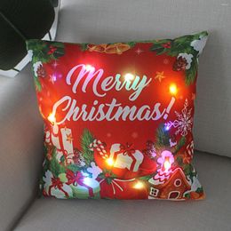 Pillow Christmas Throw Cover Pillowcase LED Light Decorative Case Sofa Xmas For Bedroom Home Decoration