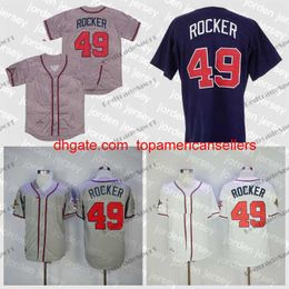 Custom Baseball Jerseys Mens John Rocker #49 Vintage 1995 Stitched Shirts White Red 1999 WC Grey Jersey