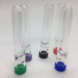 Colourful Plastic Cap Pyrex Thick Glass Dugout Pipes Catcher Taster Bat One Hitter Portable Dry Herb Tobacco Preroll Roll Cigarette Holder Philtre Smoking Tube