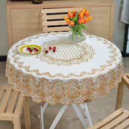 Table Cloth European Gold Bronzing Tablecloth Placemat Balcony Coffee Small Round Cover Decoration PVC Waterproof