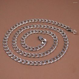 Chains Solid S925 Sterling Silver Necklace 5.5mmW Curb Chain 55cm Women Men Gift