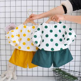 Clothing Baby Girl Dot Purple Suit Sets Summer Short Sleeve Cotton ShirtShorts Cute Two Piece Set Yellow Children's Clothes