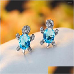 Stud Earrings 2022 For Women 925 Sier Needle Colorf Zircon Prevent Allergy Individuality Elegant Animal Wholesale Drop Dh57J