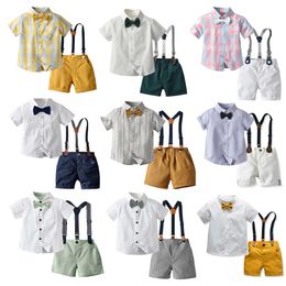 Clothing Sets Kid Boy Clothes Set Shirt Formal Birthday Summer Boys Bow School Perform Suit Gentleman Wedding Party Suspender Children Costume