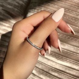 Band Rings Simple Minimalist Single Row Crystal Rhinestone Ring for Women Wedding Engagement Rings Party Jewelry Accessories Size 5~13 G230213