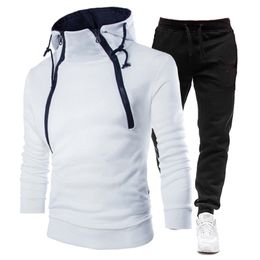 Tracce maschili da uomo in abiti con cappuccio con cerniera invernale autunno e pantaloni per la tuta con cappuccio casual Sport Sport Sport Spet Suit da jogging caldo 230213