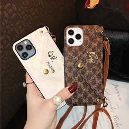 Designers iPhone case for 14 pro max leather phone case 11 crossbody lanyard 13 insert card 12 pro max coin card case good nice