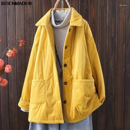 Outerwear Women Clothing Quilted Jacket Plus Size 2023 Autumn Winter Casual Corduroy Long Sleeve Female Padded Coat